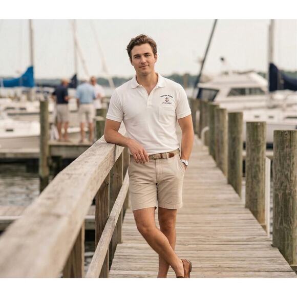 Source Unknown Other - Vintage 90s Spider Bay Marina Little Current Polo Shirt, White Single Stitch, XL